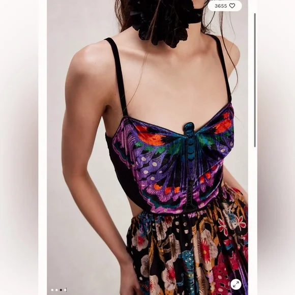 Free People Butterfly Wishes Burnout Velvet Maxi Dress XL - Picture 3 of 9